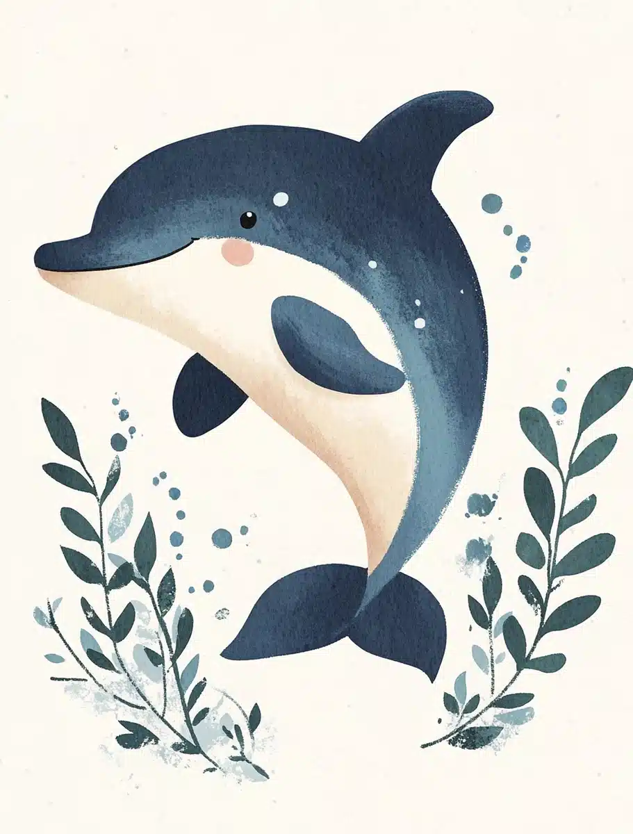 Folk Art Dolphin Illustration