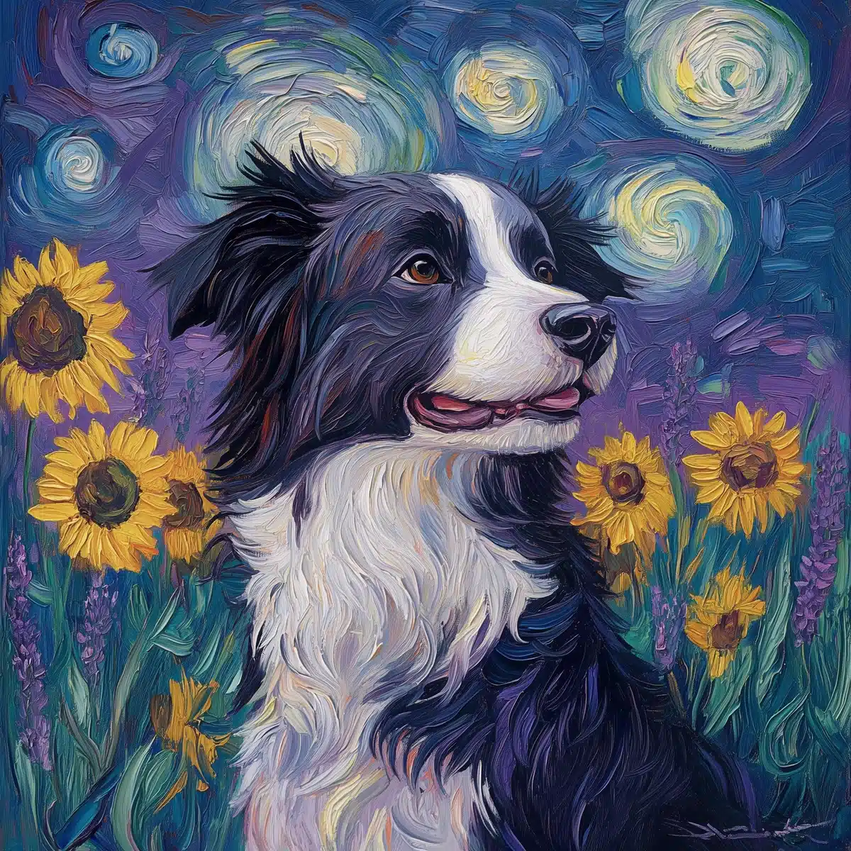 Impressionist Collie in Cosmos