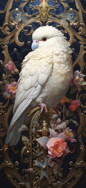 White Budgerigar Ornate Fantasy Book Cover Art