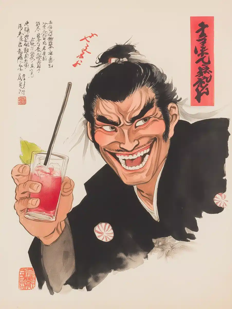 Samurai with Gin in Yamato-e