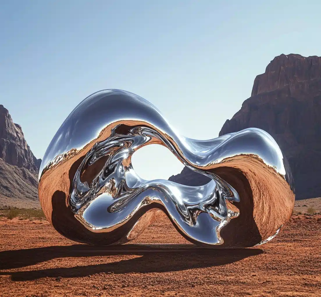 Surreal Silver Sculpture Desert