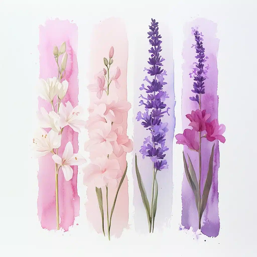 Watercolor Floral Brushstrokes Collage