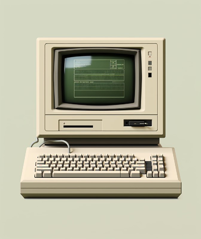 Refined Retro Computer in Dark Green and Light Beige