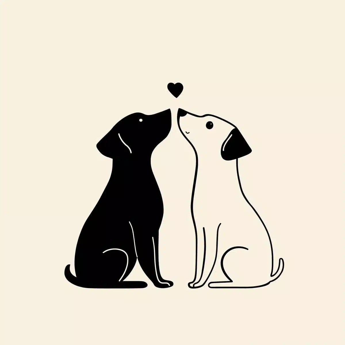 Minimalist Cartoon Dogs Together