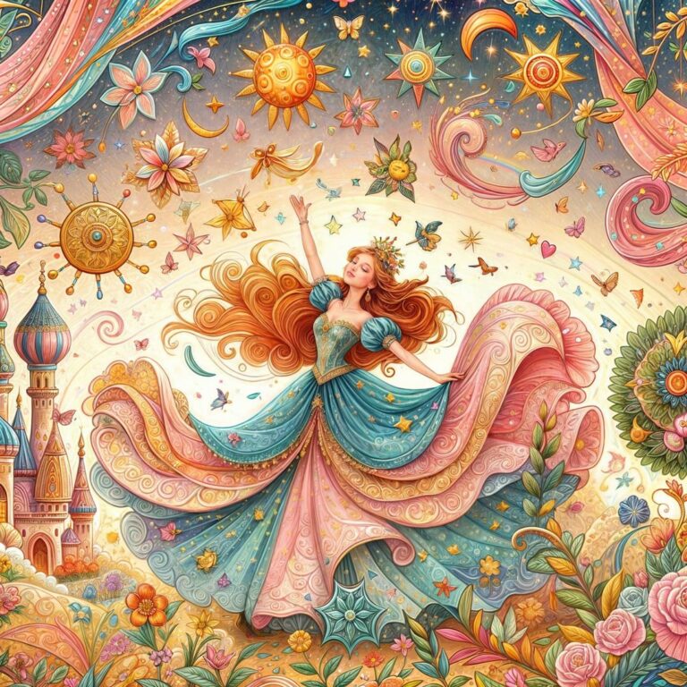 Colorful Princess Dancing in Harmony With Nature