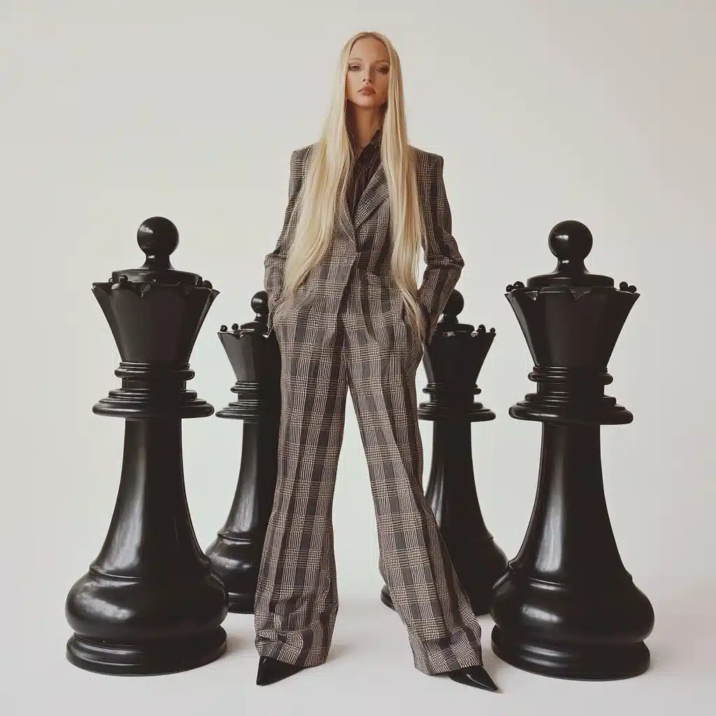 Eccentric Woman with Chess Pieces