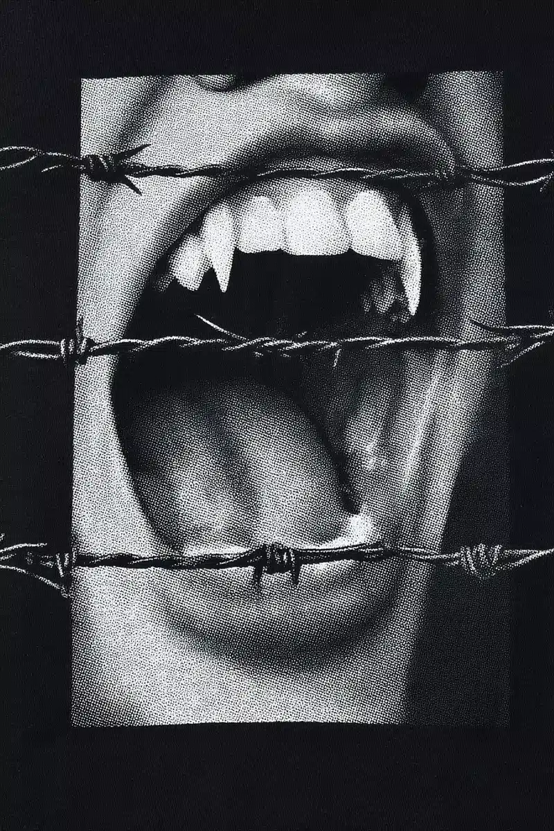 Fanged Mouth with Barbed Wire