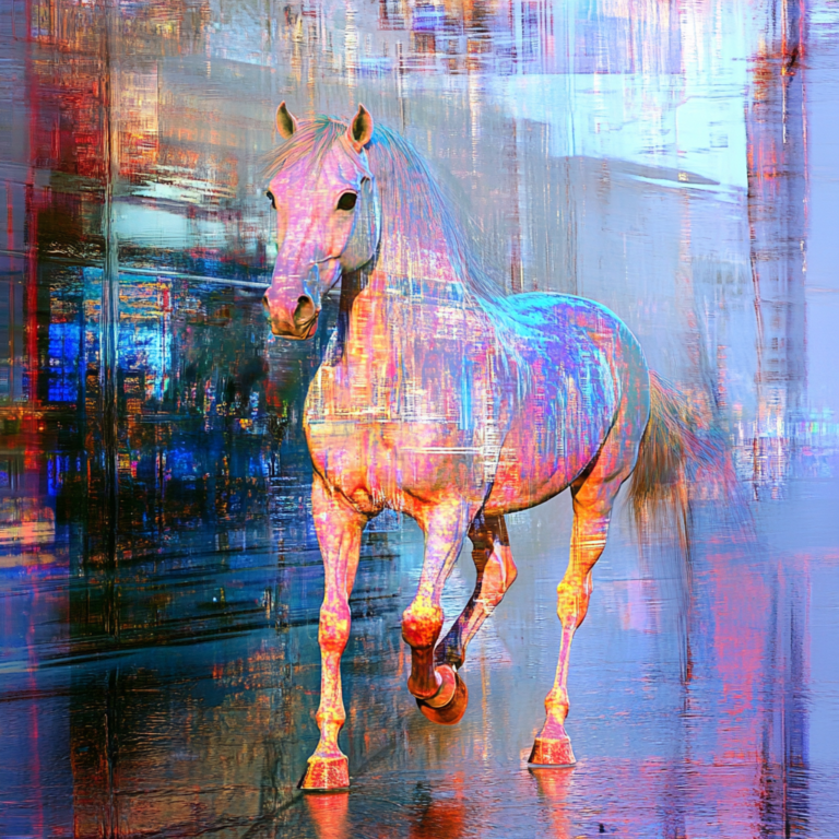 Historical Horse Reflection in Man Ray Style
