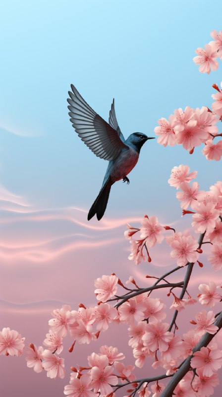 Soaring Bird Isolated on Pastel Background Art