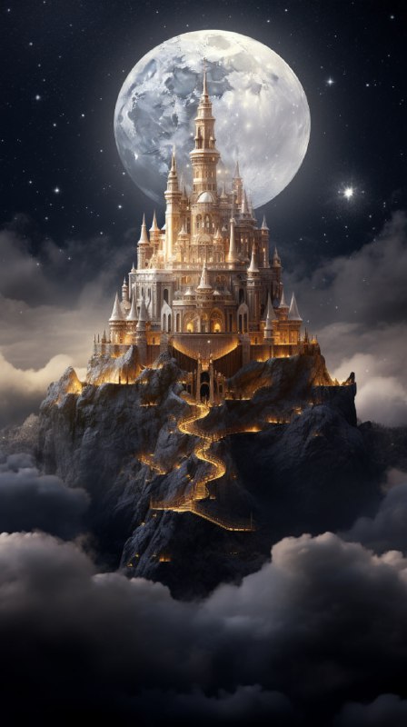 Fantasy Castle on the Moon Vertical Artwork