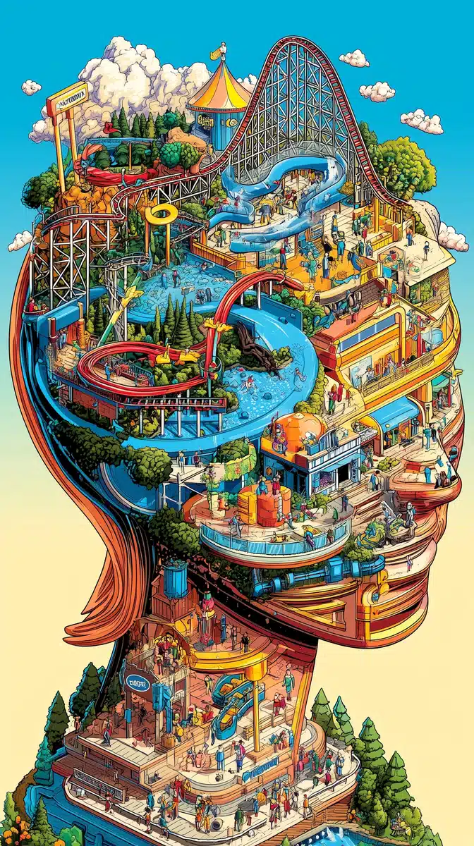 Amusement Park Head Illustration