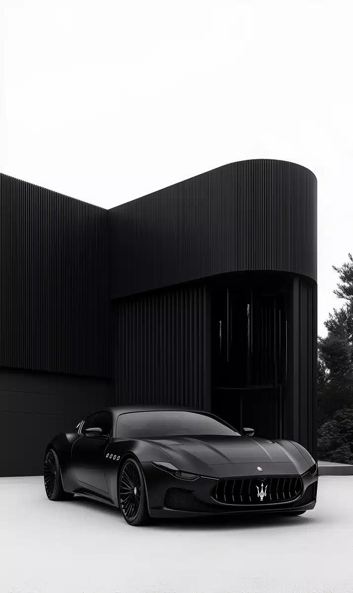 Ultra-Realistic Black Luxury Architecture