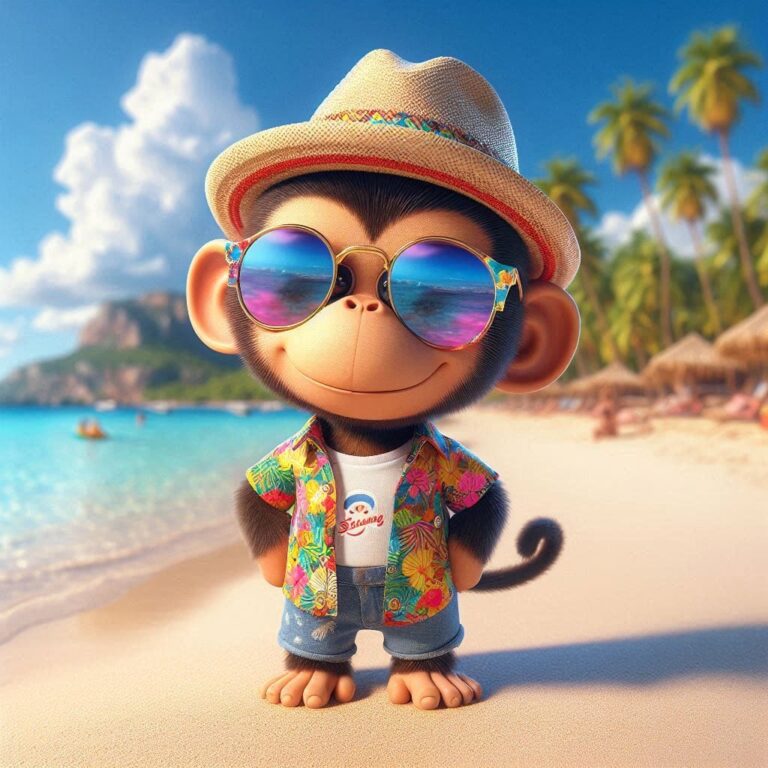Ibiza Style Monkey Photorealistic Portrait