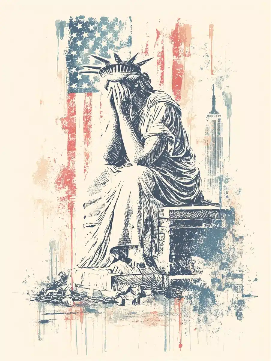 Despairing Liberty T-Shirt Design