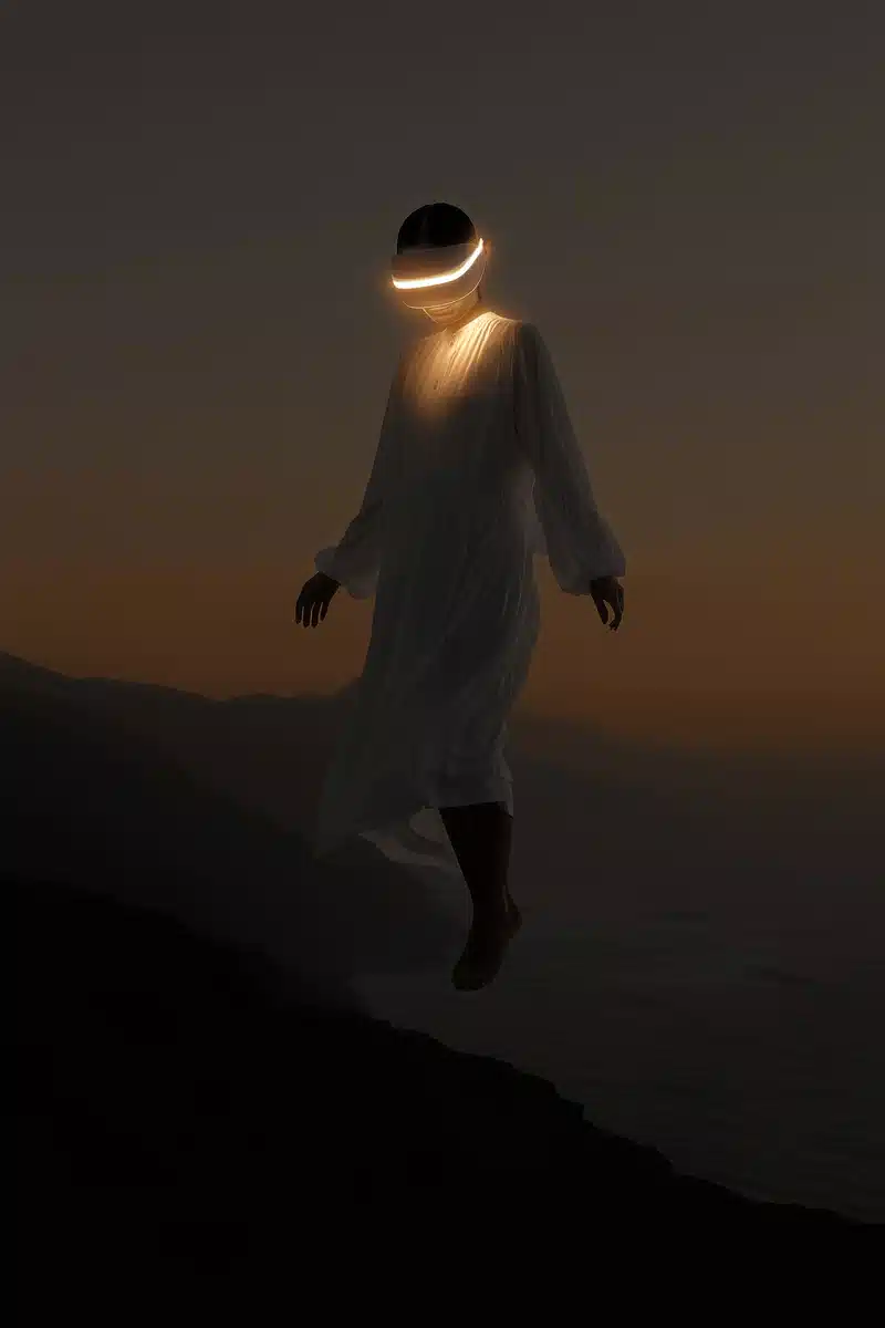 Ethereal Figure at Cliff