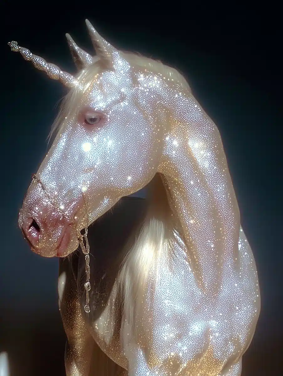 Realistic Silver Unicorn Photography