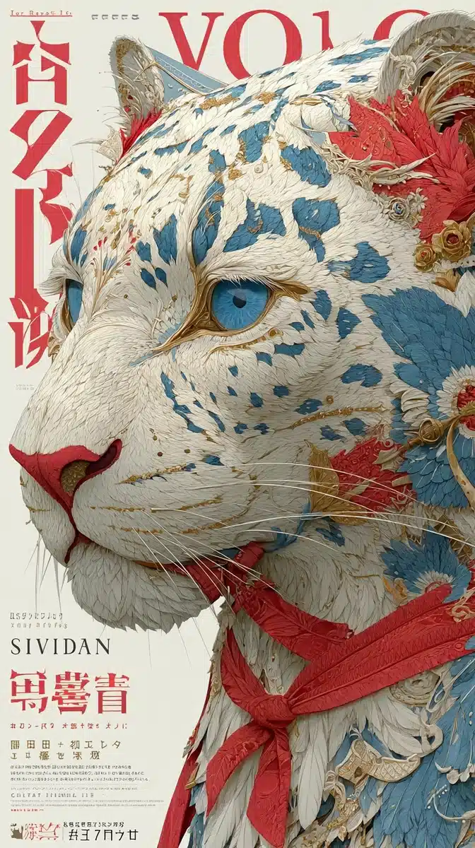 Anime Leopard with Ribbons