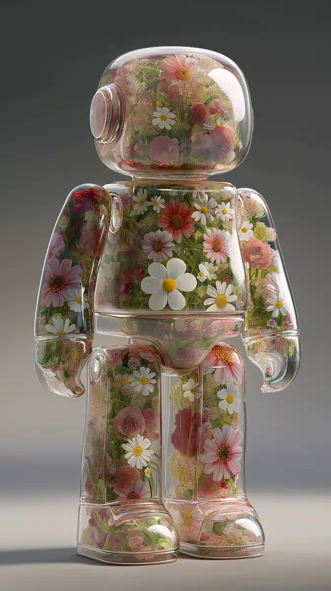 Floral-Filled Transparent Robot