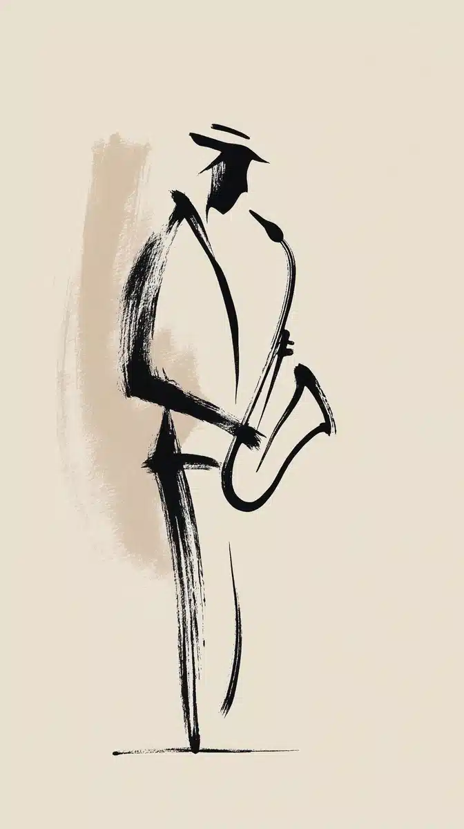 Saxophonist Silhouette in Coffee Tones