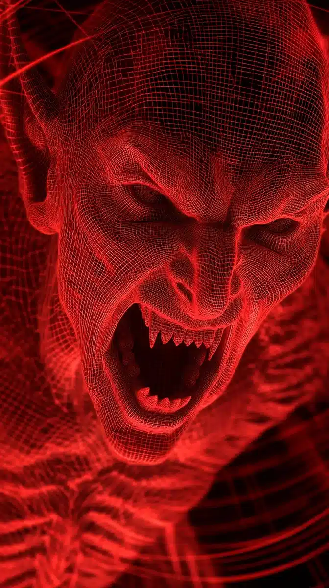 Wireframe Vampire in Red Light