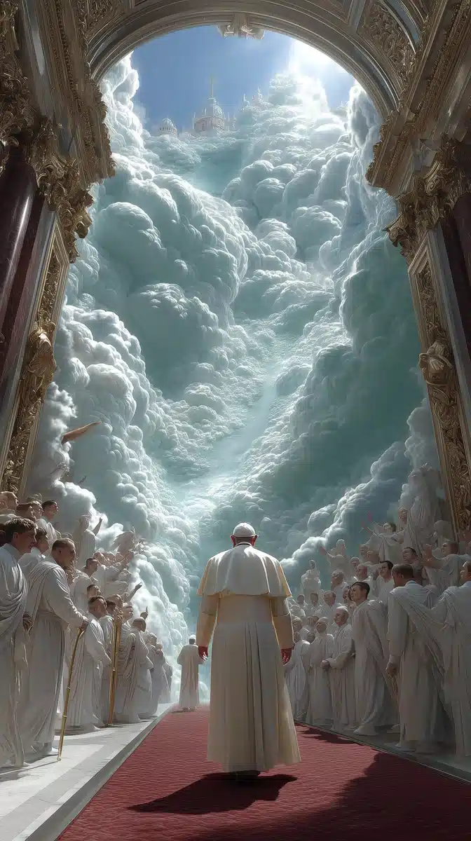Surreal Pope Francis Ascending