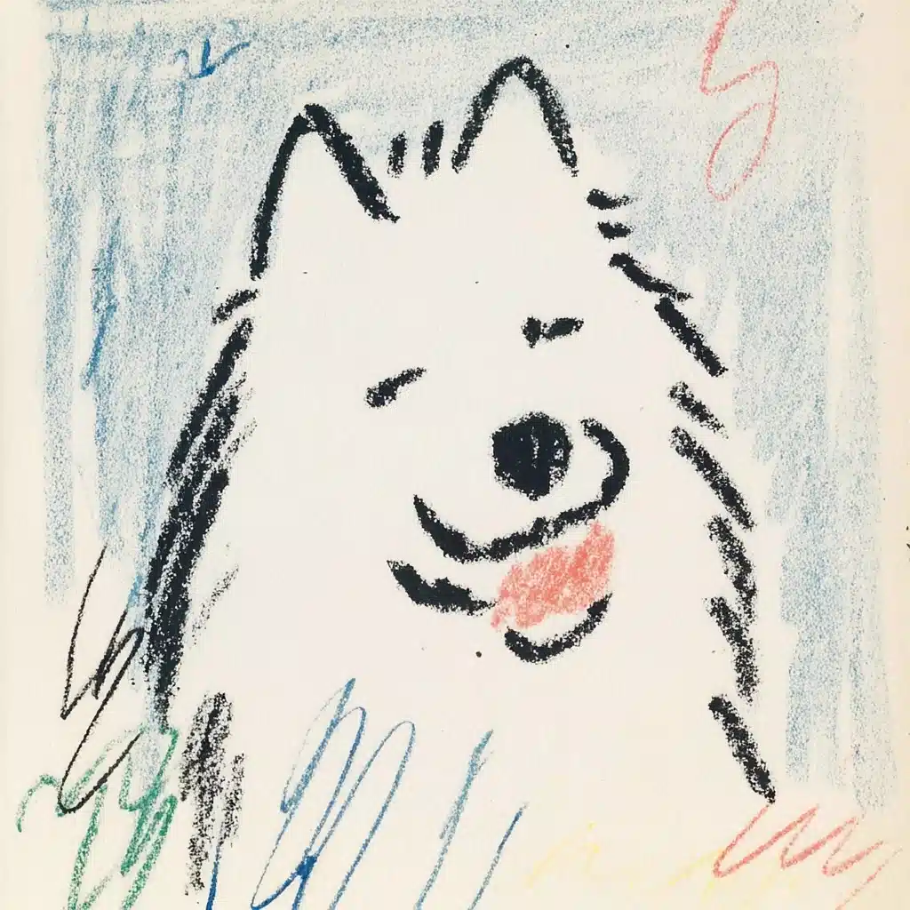 Hand-Drawn Samoyed Close-Up