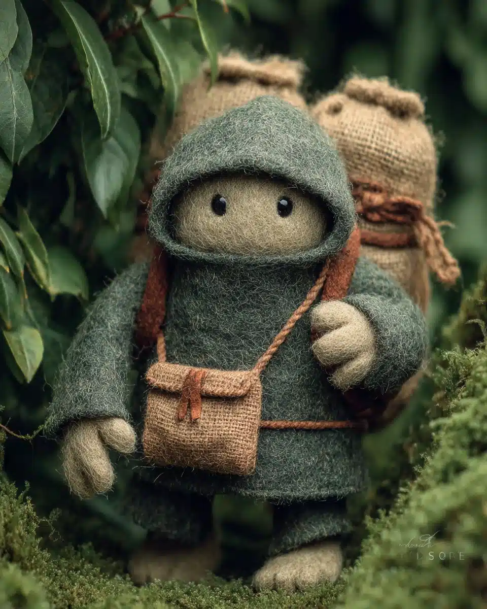 Felted Goblin Thief Sculpture