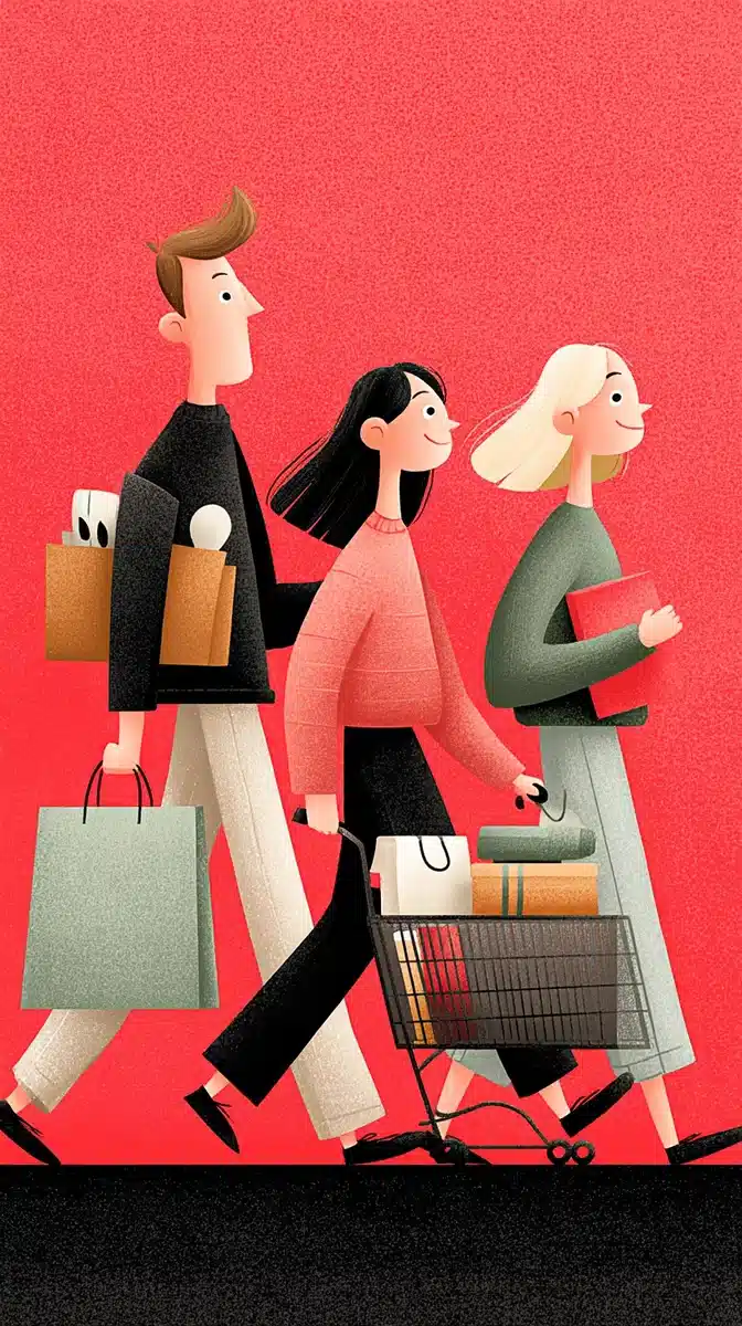 Vector Illustration of Shoppers