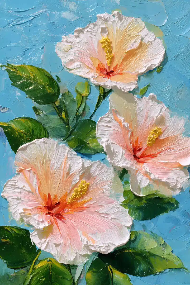 Iridescent Hibiscus Oil Painting