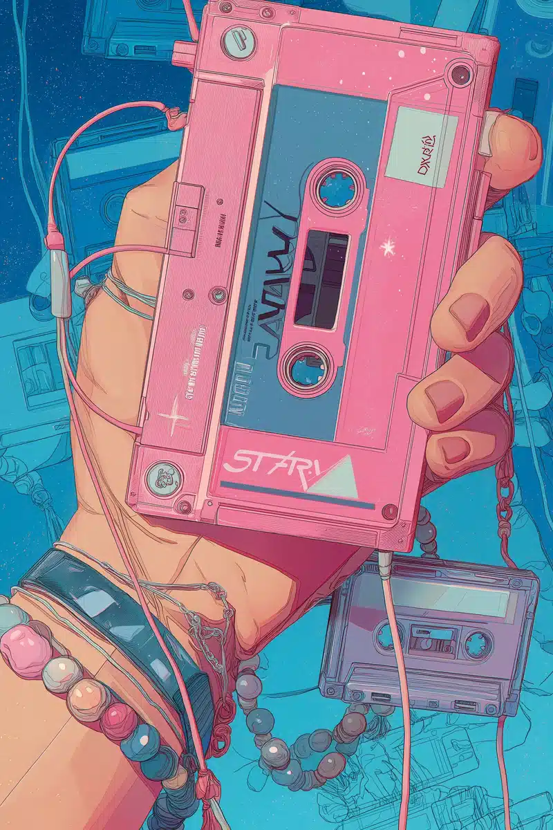 Cartoon Walkman with Tapes