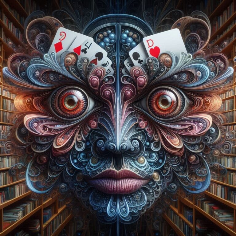 Poker Face With Card Eyes in Fractal Library Surreal