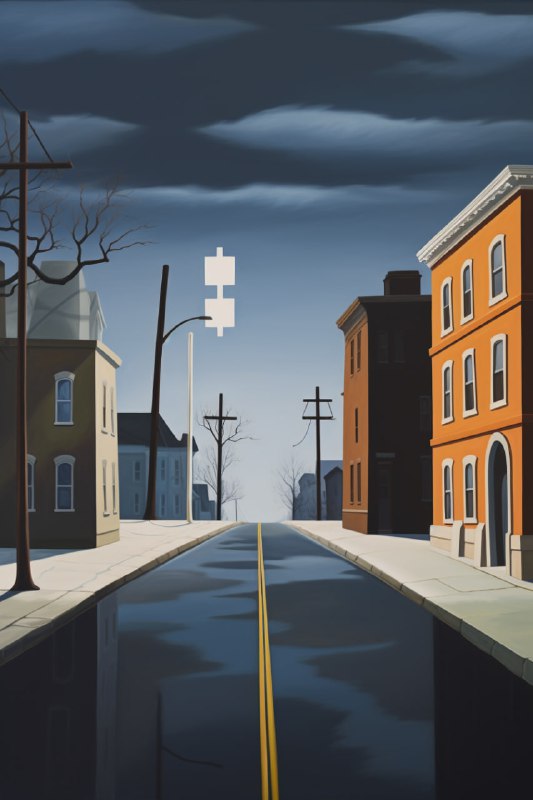 Christian Cross Road in George Ault Painting Style