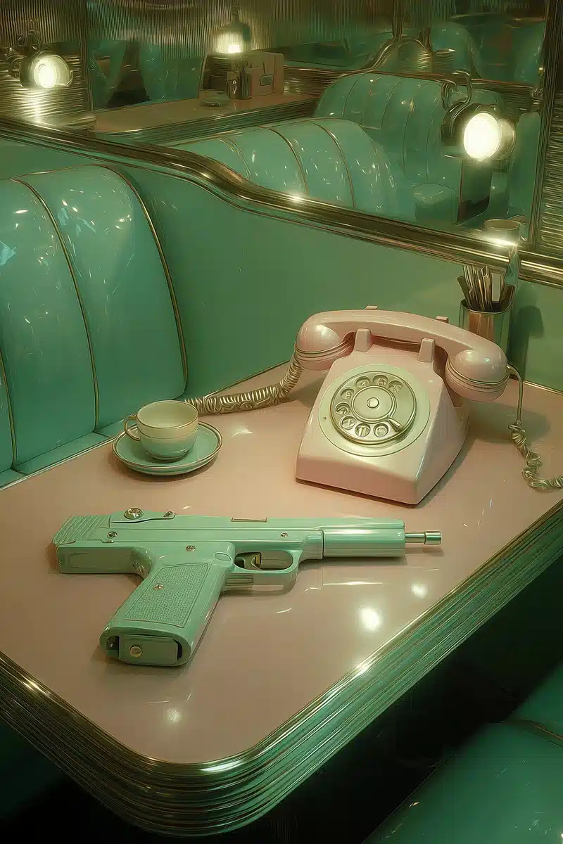 Pastel Retro-Futuristic Scene