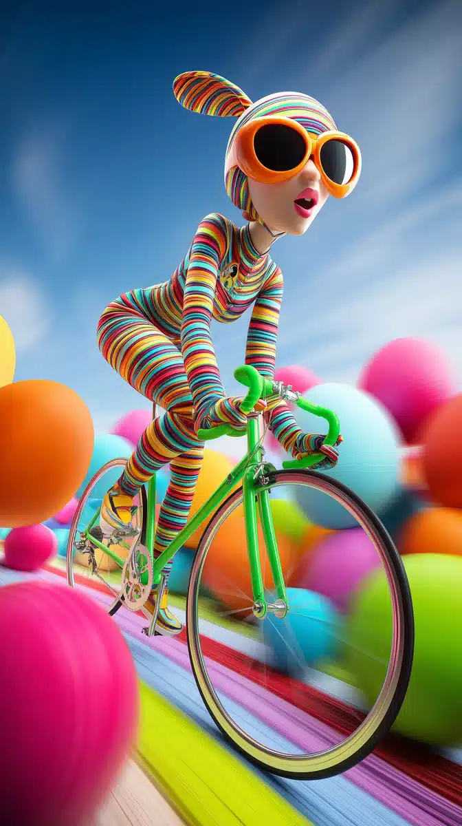 Cartoon Bunny Woman Cycling