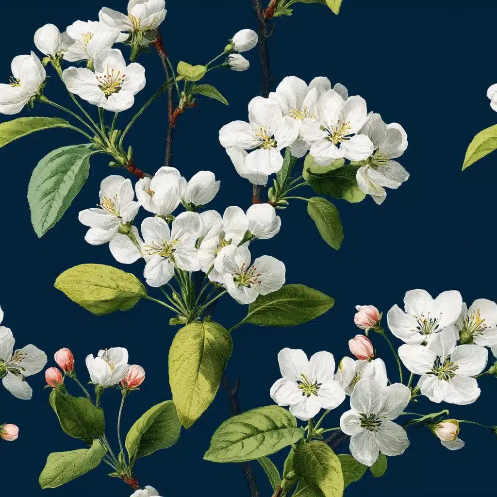 Botanical Blossom on Blue