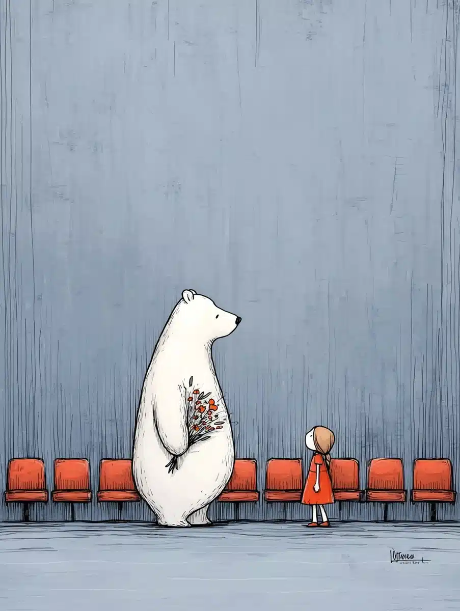 Bear with Flowers Illustration