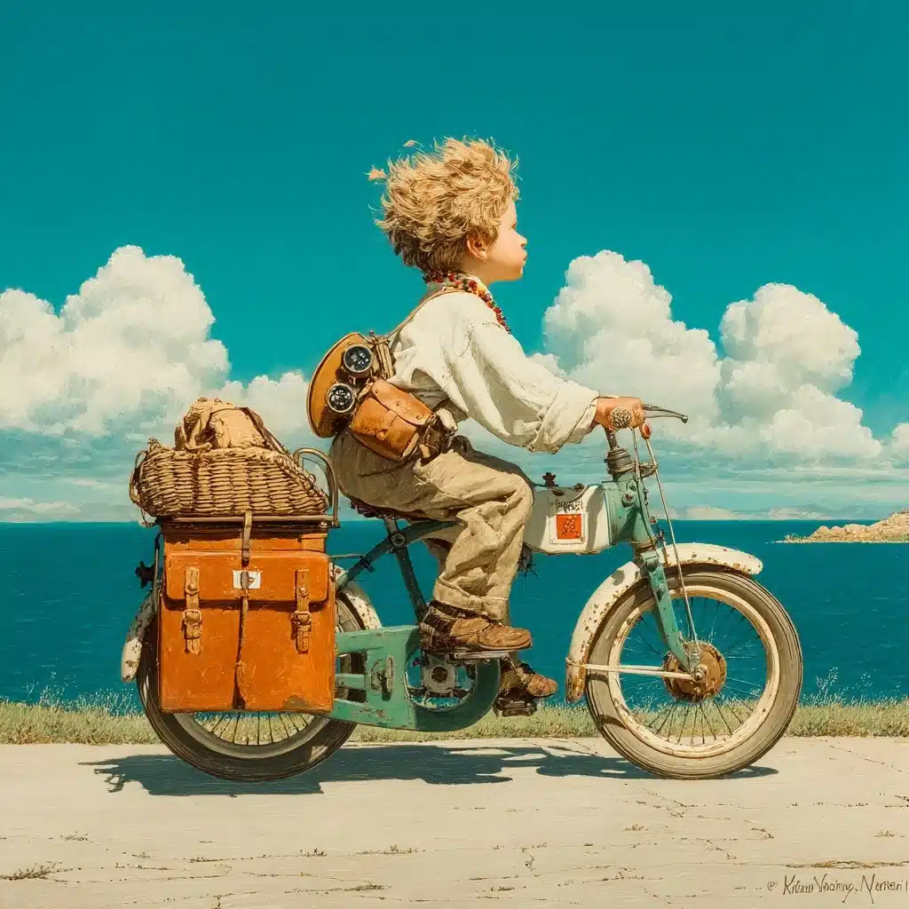 Boy on Bike Rockwell Style