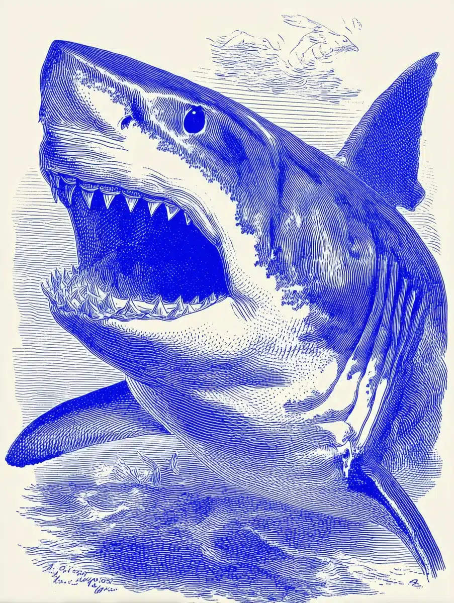 Halftone Shark Teeth Illustration