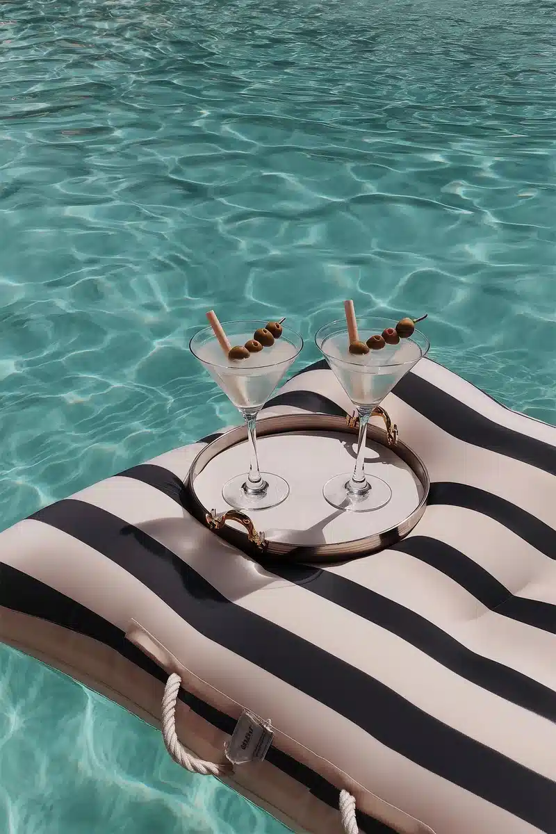 Elegant Martini Glasses on Float