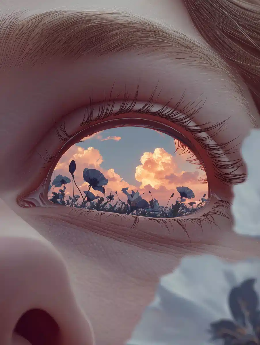Surreal Eye with Poppies
