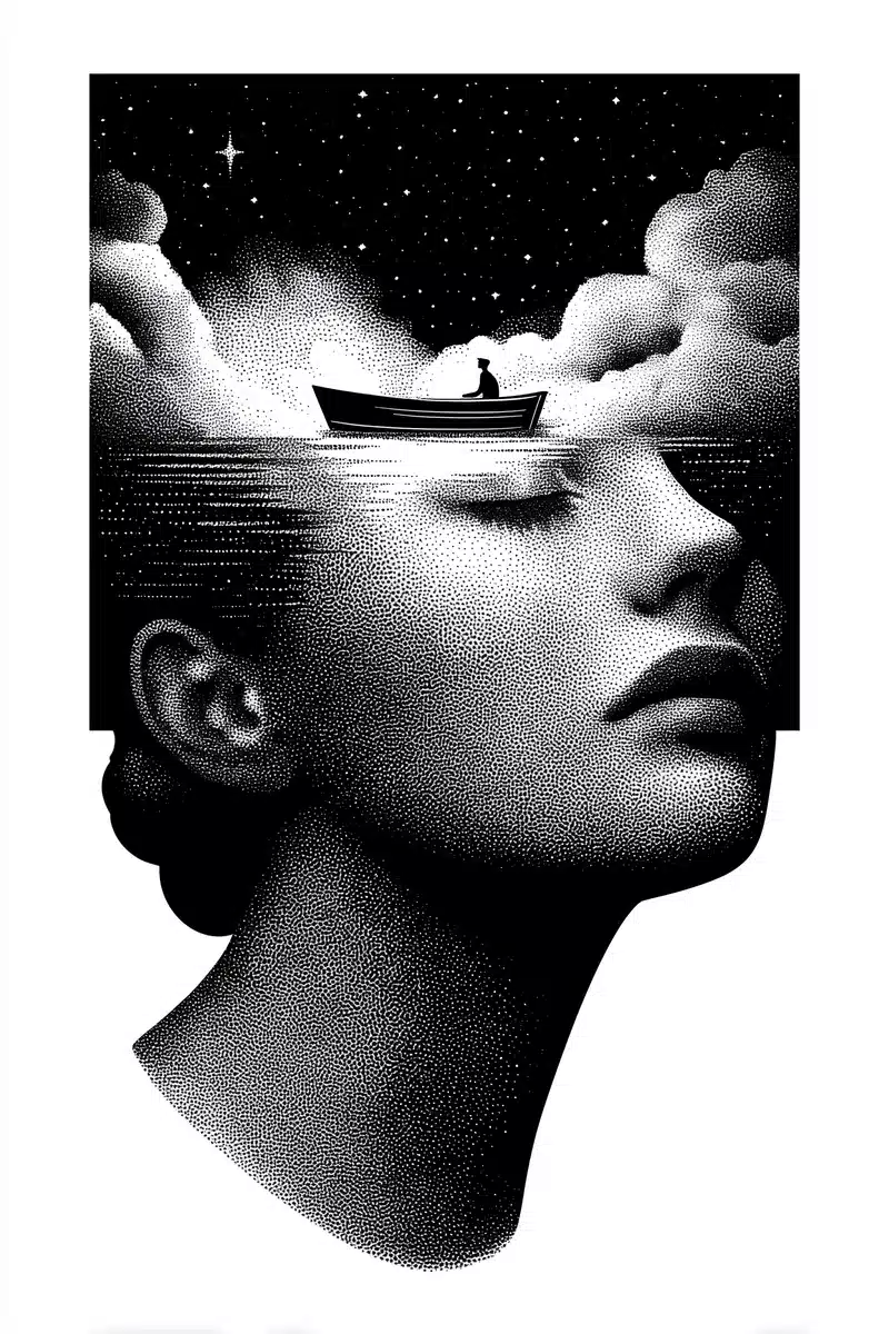 Surreal Ink Dreamscape Face