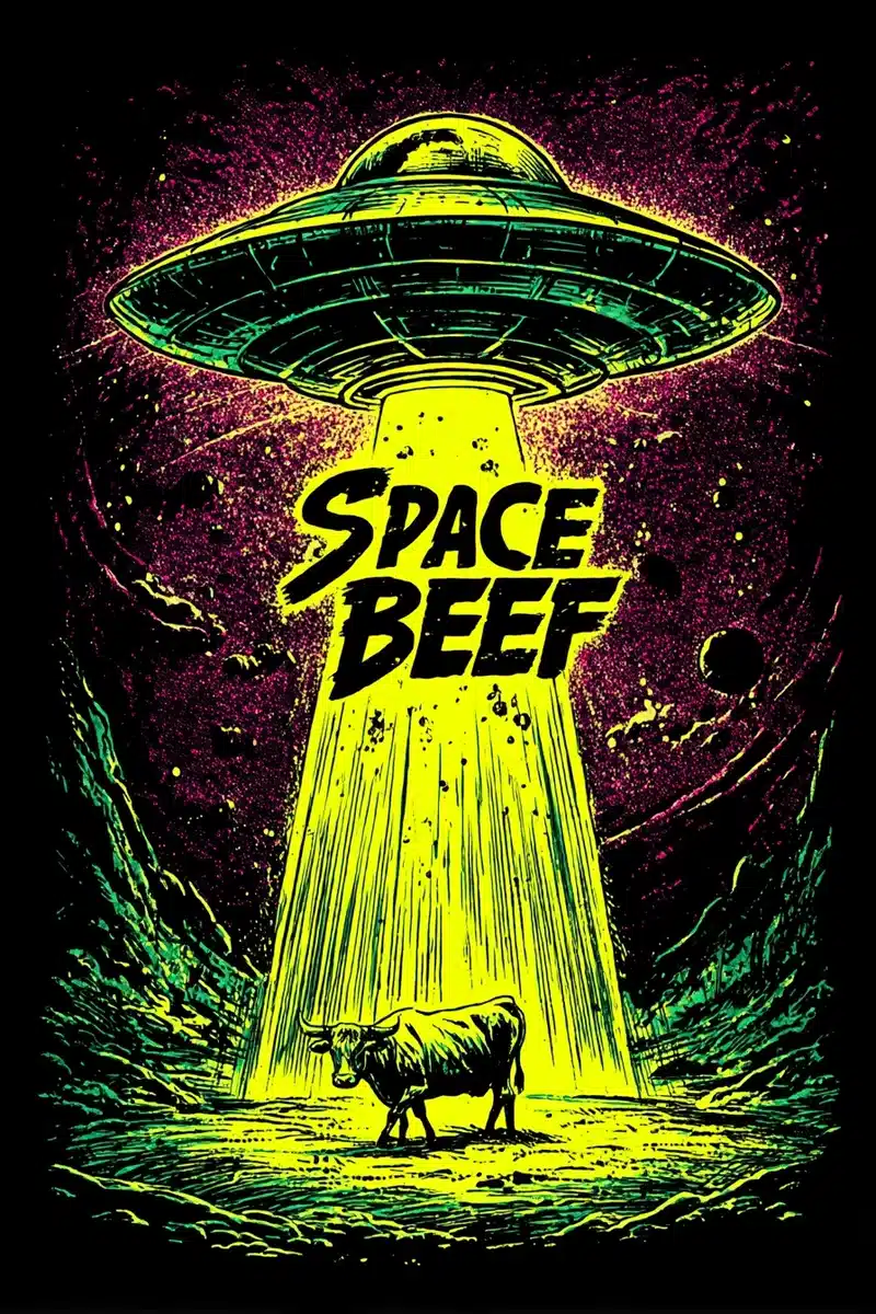 Retro Sci-Fi Cow Abduction