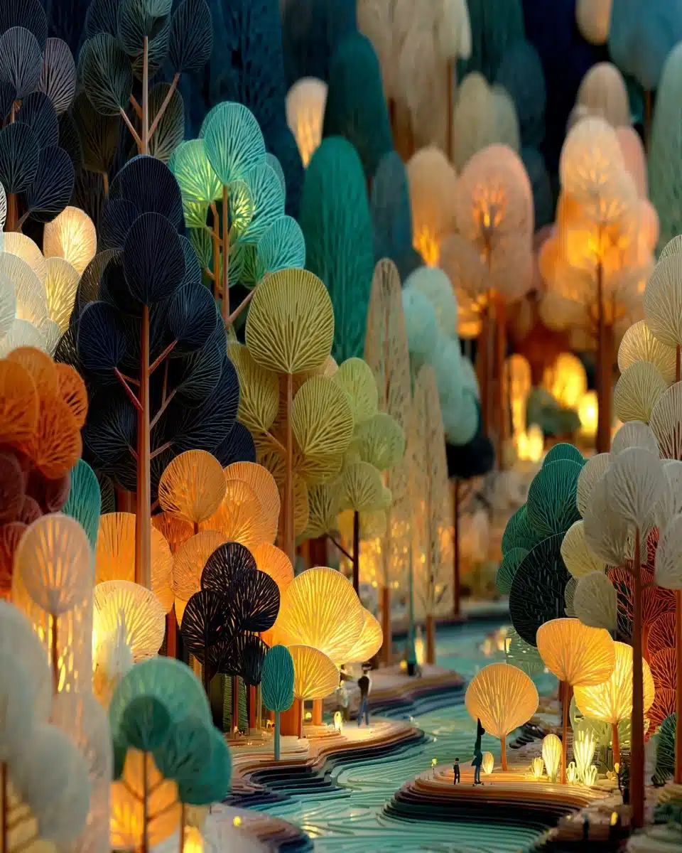 Cartoonish 3D Forest Landscape