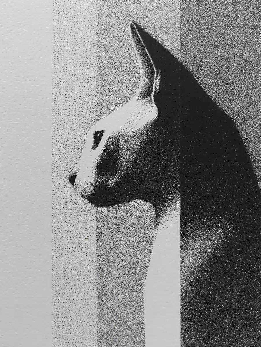 Grayscale Sphynx Drawing