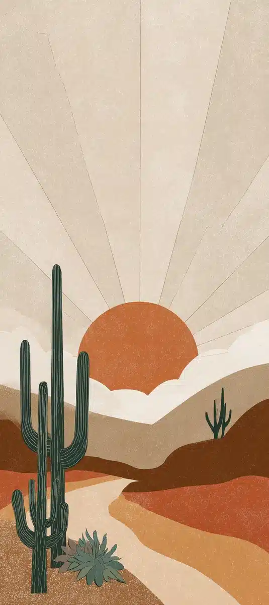 Minimalist Desert Cacti Poster