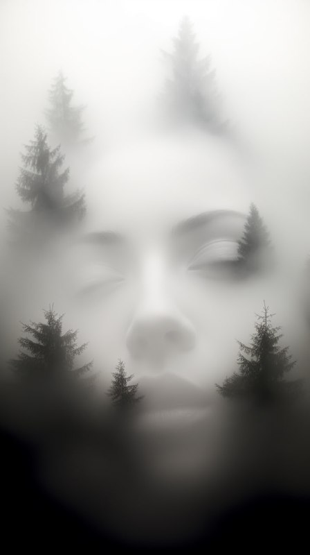 Foggy Face Illusion Mysterious Atmospheric Portrait
