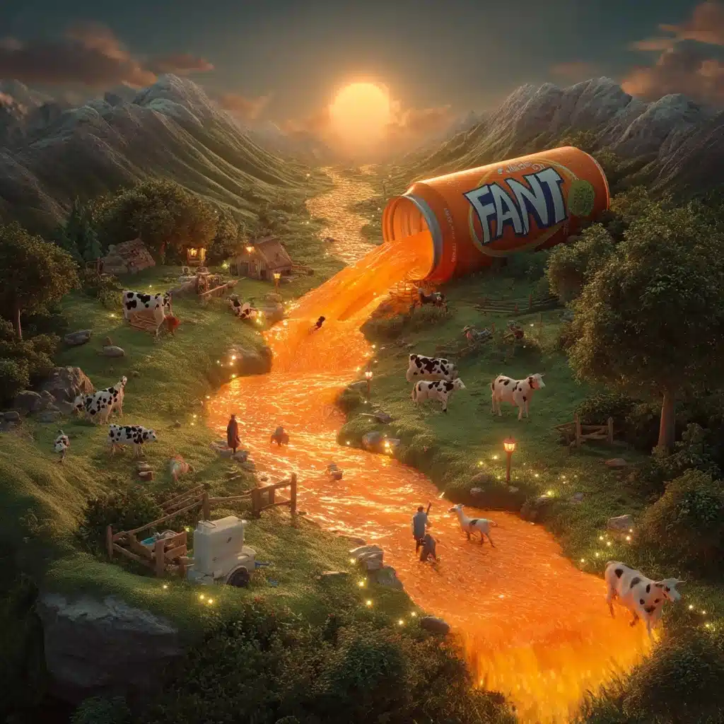 Surreal Fanta Waterfall Landscape