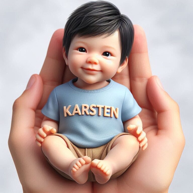 3D Silicone Baby in Palm With Karsten Name Letters