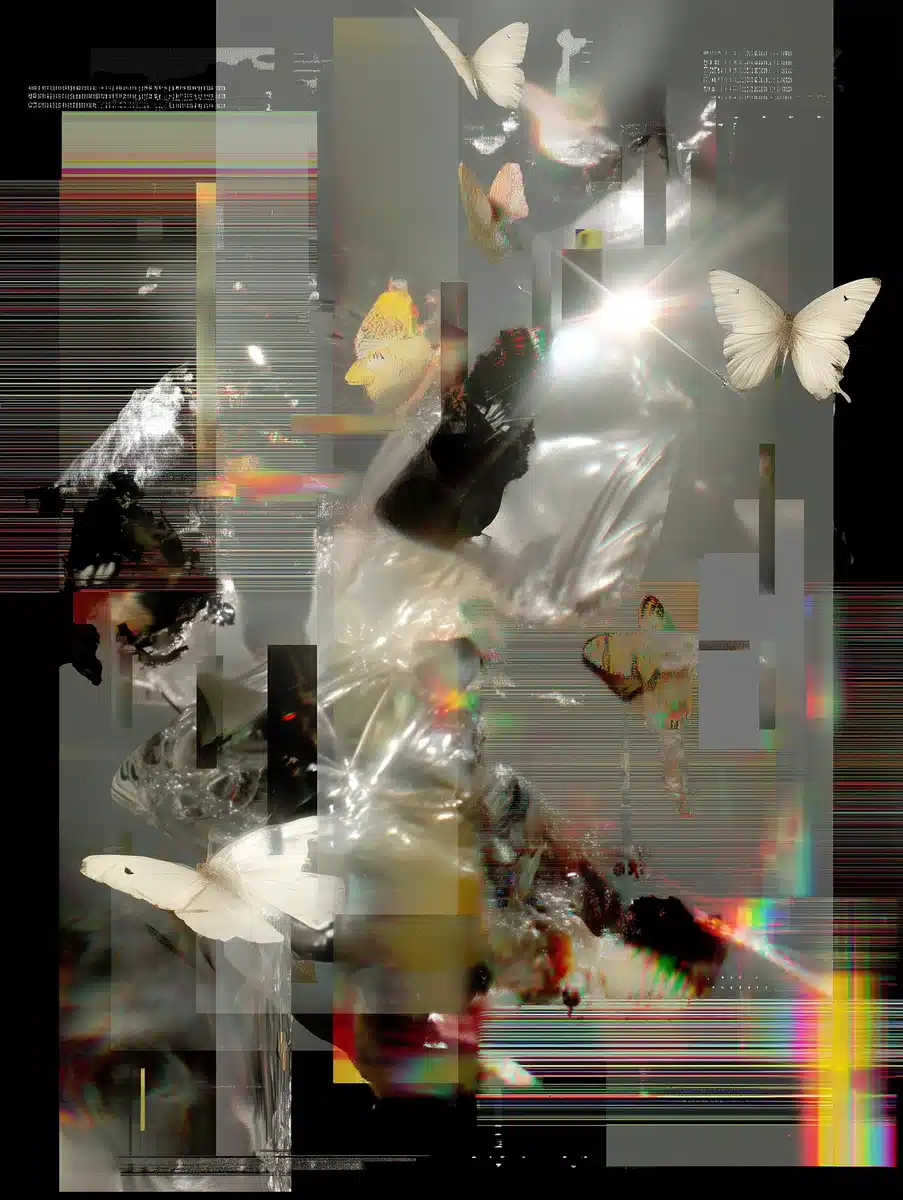 Liquid Silver Butterflies Poster