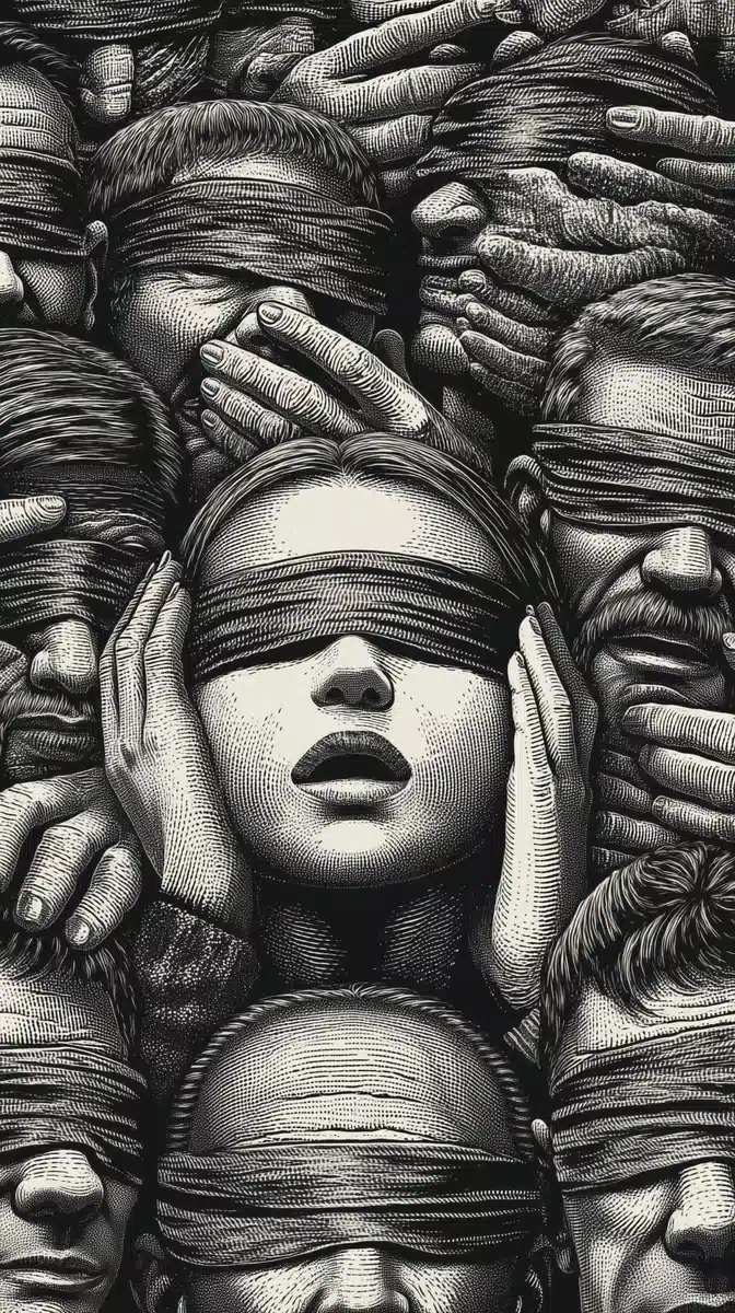 Blindfolded Crowd with Observer